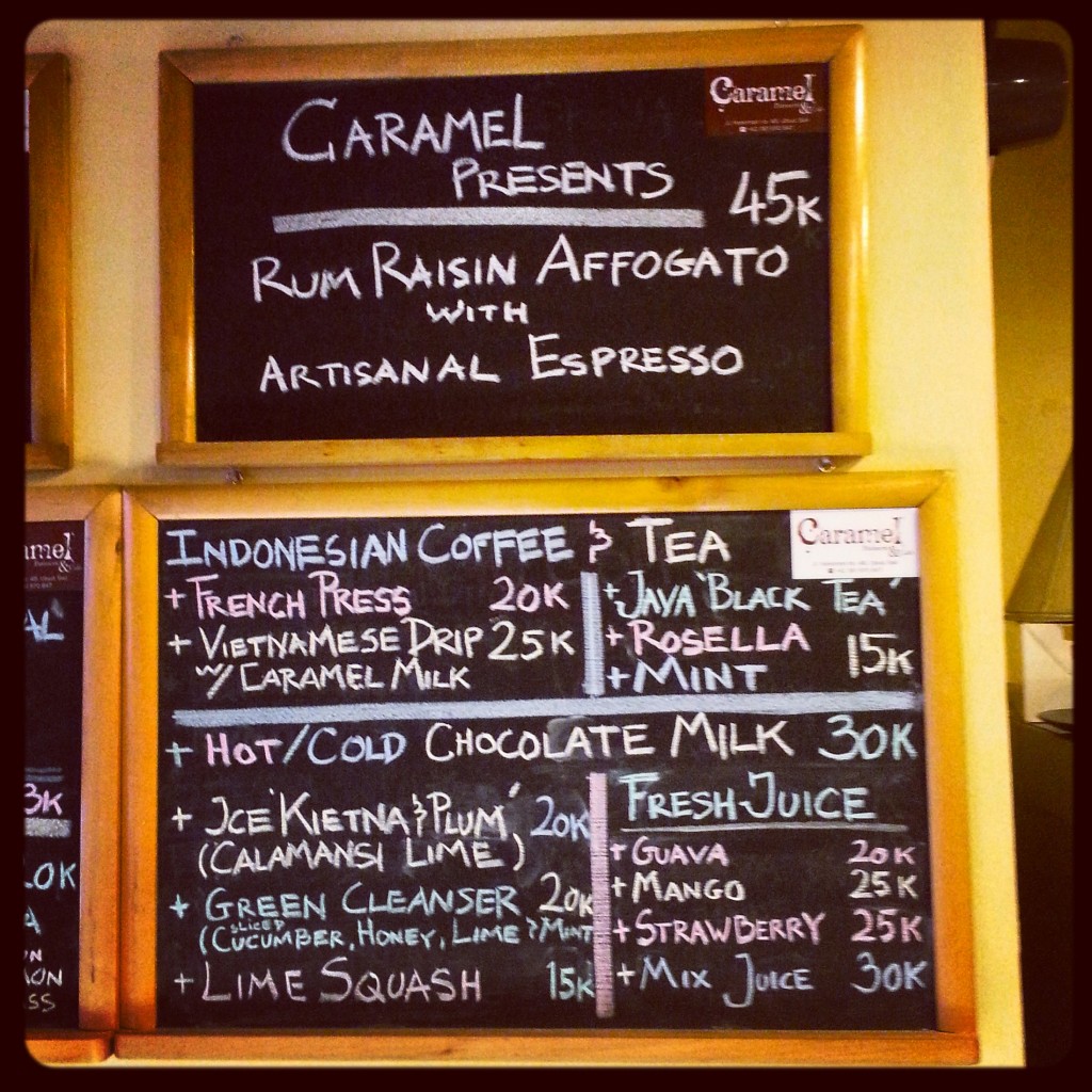 Menu Caramel Patisserie Ubud best restaurants cafe in Bali guide